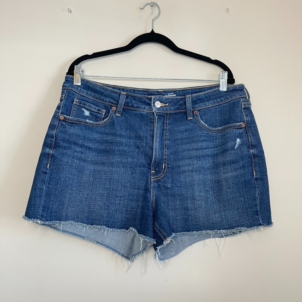 Old Navy High Rise OG Straight Secret Smooth Pockets Dark Wash Shorts Women's 14